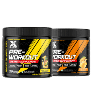 XCLUB Nutrition Pre-Workout Dietary Supplement Fruit Punch + Orange Flavour Combo