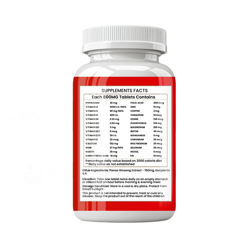XClub Nutrition Multivitamin Tablets For Women and Men – 60 Tablets - Image 2